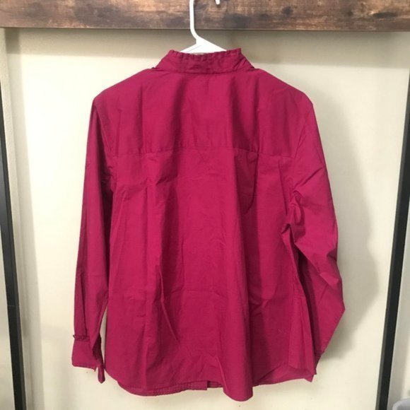 Talbots Pink Ruffle Tuxedo Style Button Up… - Picture 2 of 8